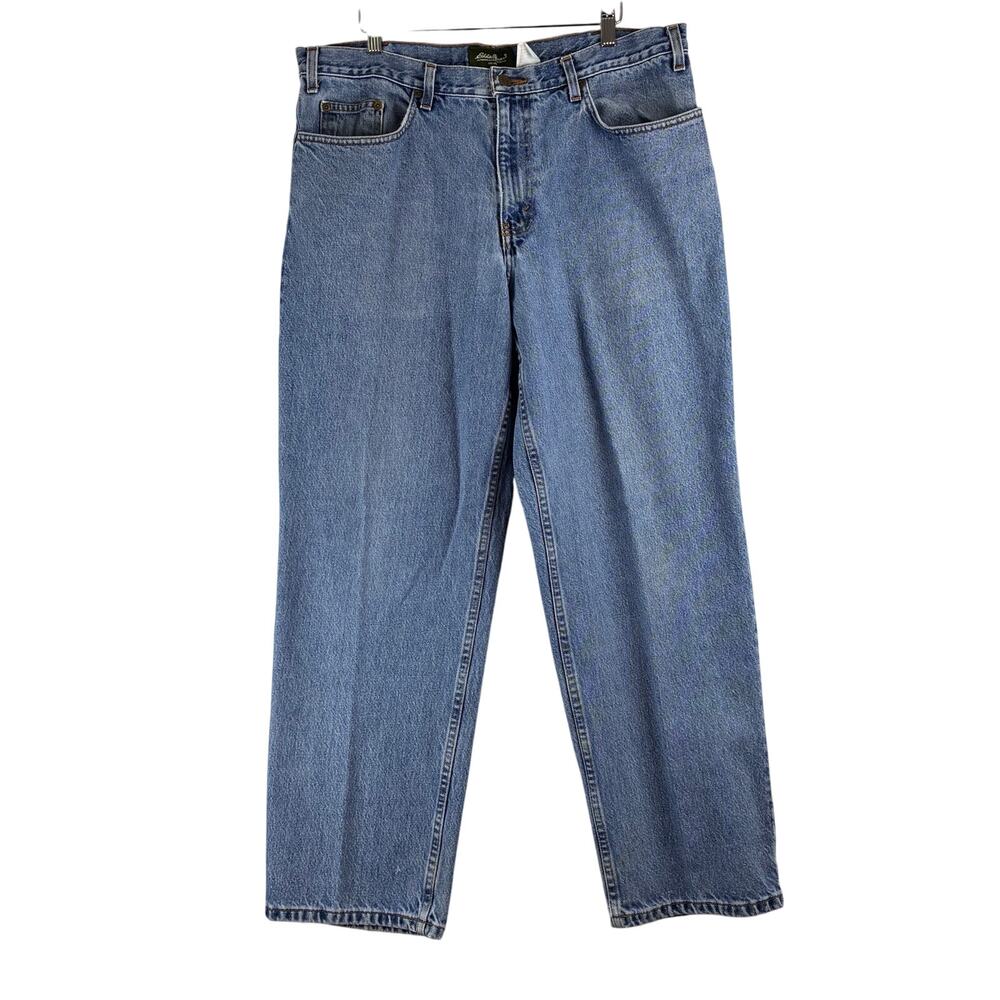 Vintage Eddie Bauer Relaxed Fit Jeans Men's 38x30 Medium Wash Blue Denim READ